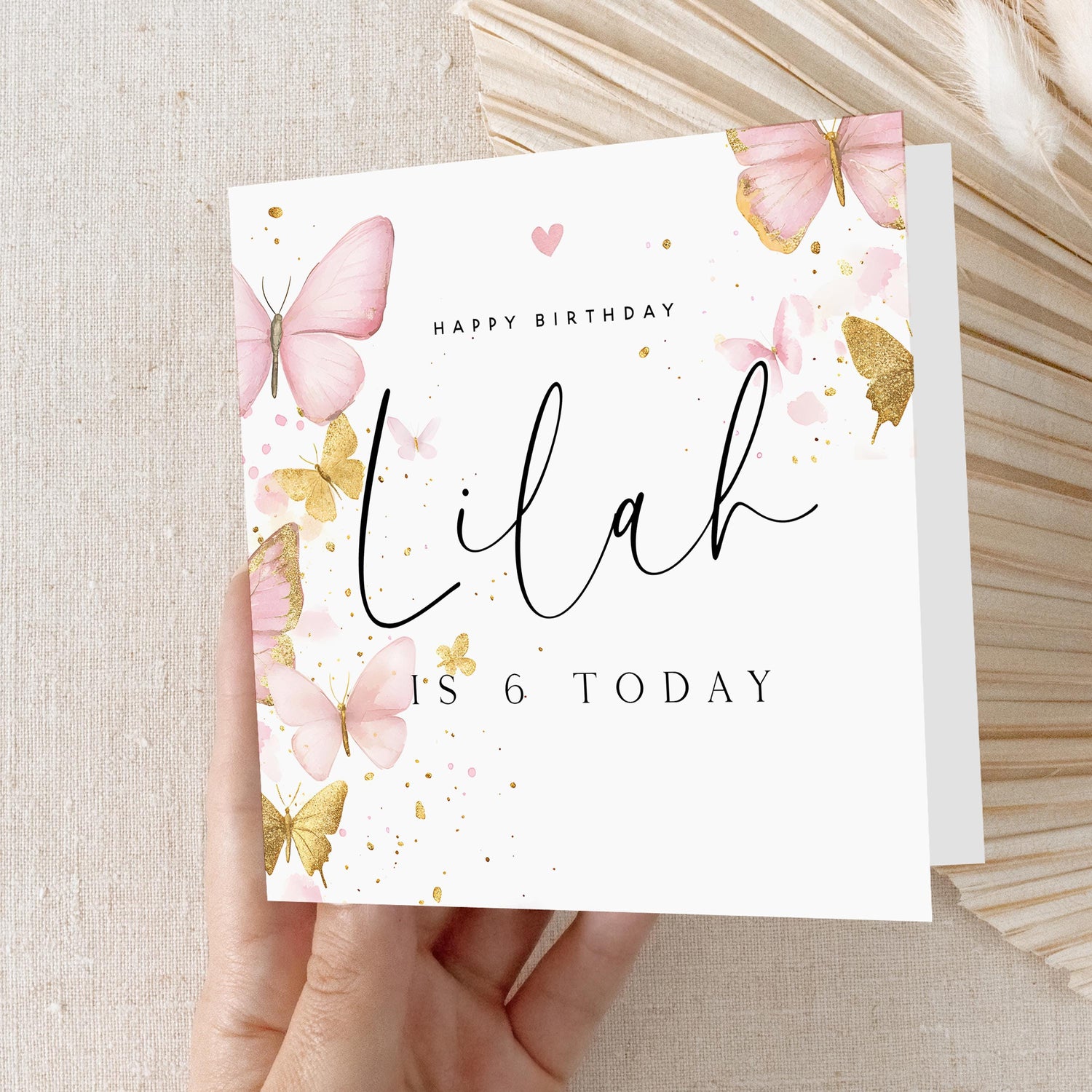 Butterfly Birthday Card, Personalised Girls Birthday Cards, Butterfly, Daughter, Granddaughter, Niece Birthday Card, Kraft Envelope Included