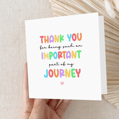 Teacher Thank You Card-Part Of My Journey School Card-Card For Teacher-Teacher Gift-End Of Term Card-Appreciation Card-Handmade