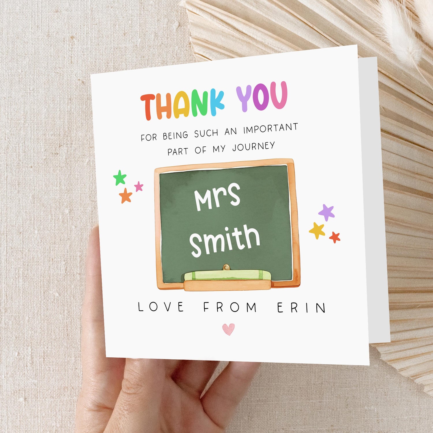 Personalised Teacher Thank You Card-Part Of My Journey School Card-Card For Teacher-Teacher Gift-End Of Term Card-Appreciation Card-Handmade