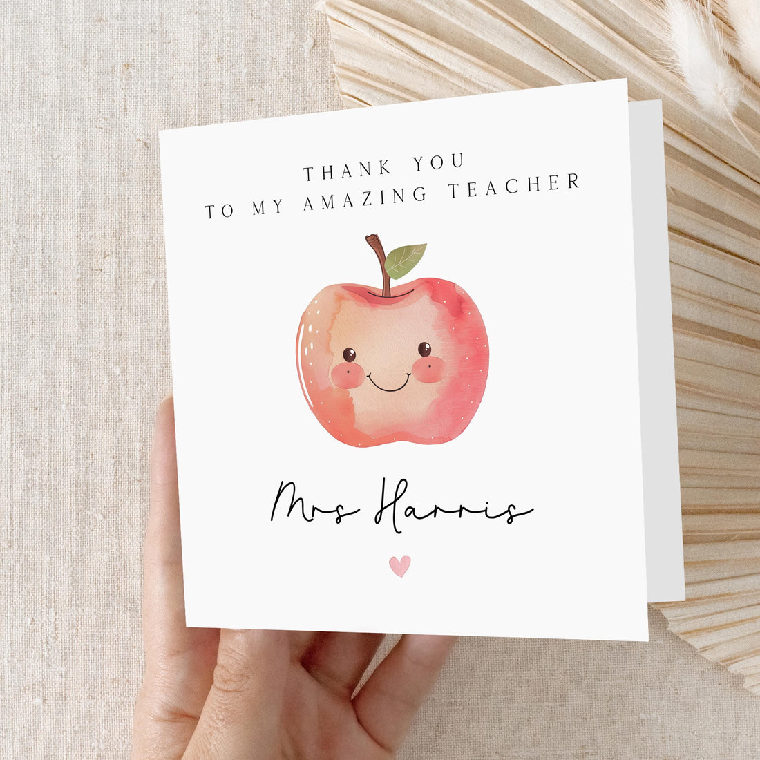 Personalised Teacher Thank You Card-School Card-Amazing Teacher-Teacher Gift-End Of Term Card-Teacher Appreciation Card-Apple Card-Handmade