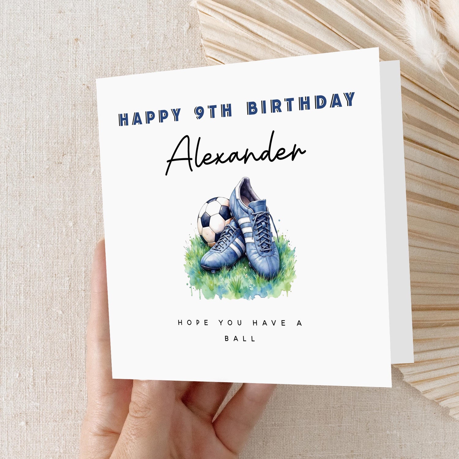 Football Birthday Card, Personalised Footie Birthday Card Blue, Boys Football Birthday Card,Son,Grandson,Nephew, Football Gift,Card For Teen