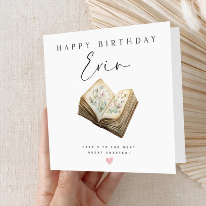 Personalised Birthday Card, Card For Book Lover, Bookworm, Next Chapter, Daughter, Granddaughter, Friend, Niece Birthday Card, Birthday Gift