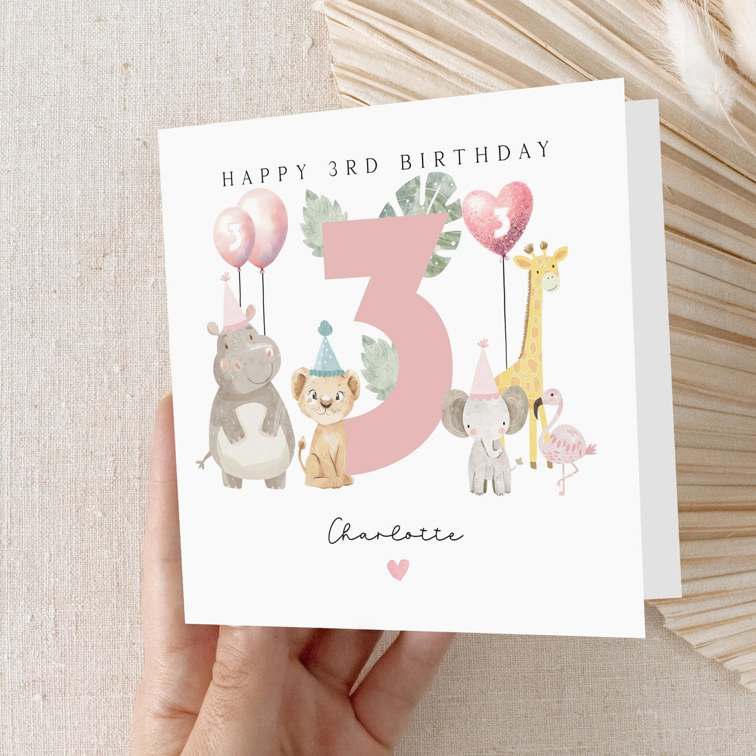 Personalised Birthday Card, Safari Animals, Children&