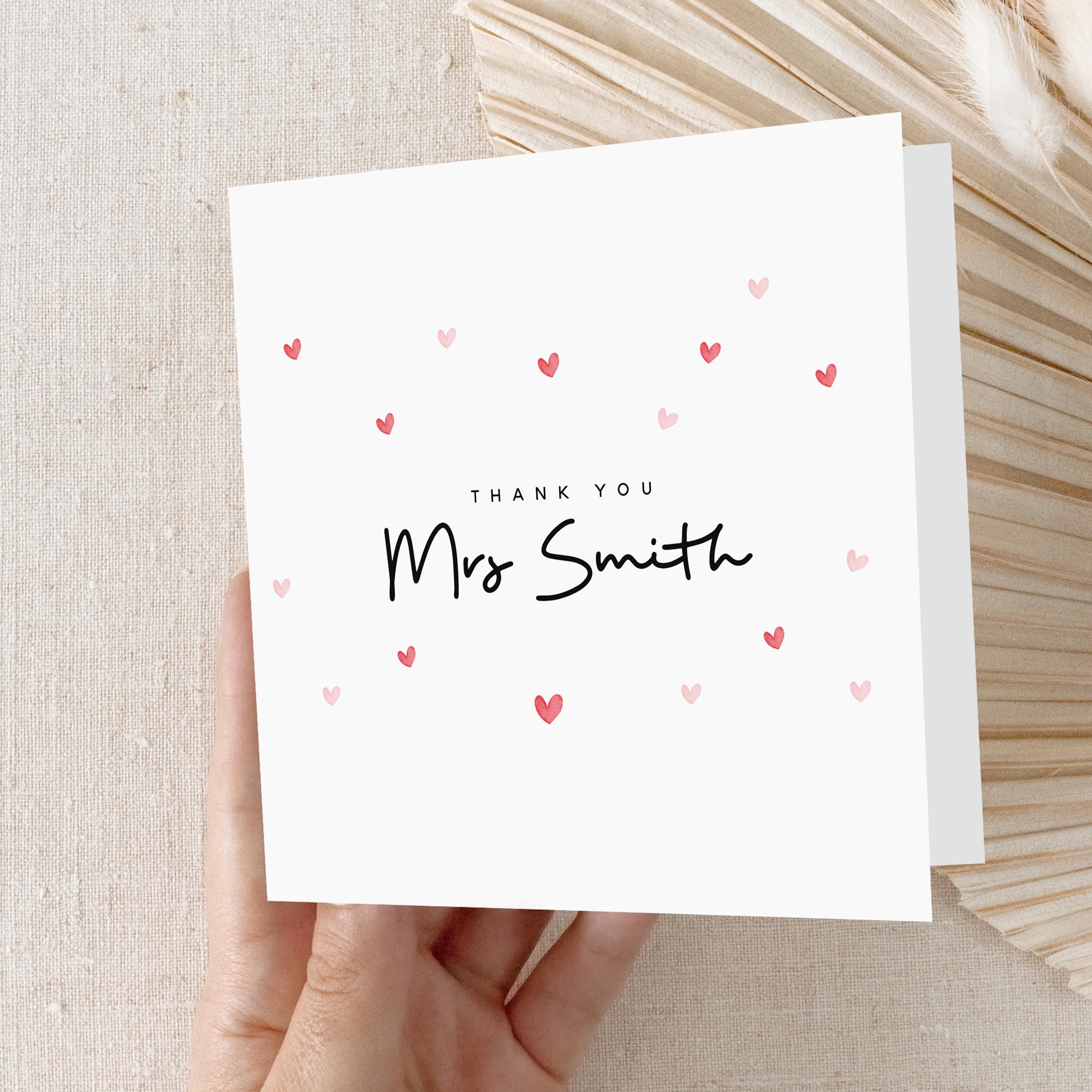 Teacher Thank You Card-Personalised School Card-Card For Teacher-Teacher Gift-End Of Term Card-Pre School-Nursery Thank You Card-Handmade