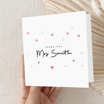 Teacher Thank You Card-Personalised School Card-Card For Teacher-Teacher Gift-End Of Term Card-Pre School-Nursery Thank You Card-Handmade