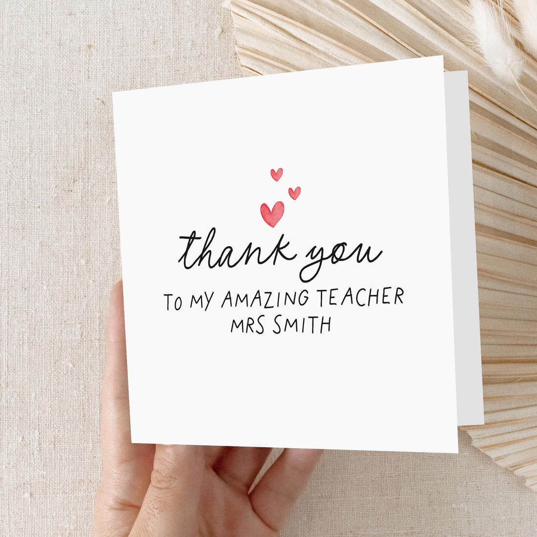 Personalised Teacher Thank You Card-School Card-Amazing Teacher-Teacher Gift-End Of Term Card-Teacher Appreciation Card-Heart Card-Handmade