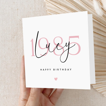 Personalised Birthday Card, Birth Year, Special Milestone Card, Birthday Card For Wife, Sister, Daughter, Auntie, 18th, 21st, 30th, 40th