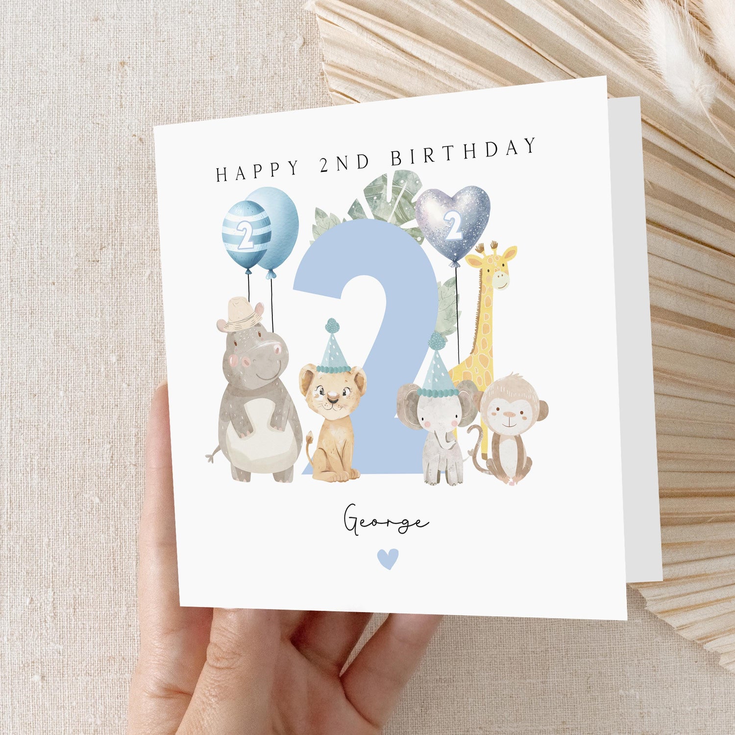 Personalised Birthday Card, Safari Animals, Children&