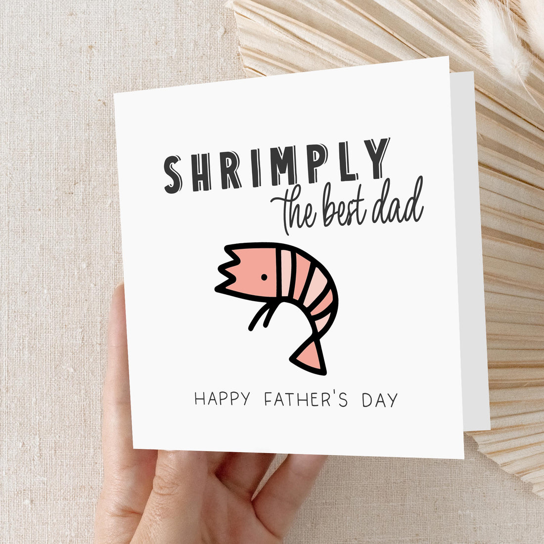 Fathers Day Card- Fathers Day Gift - Shrimply The Best Dad-Card From Kids- Dad Fathers Day Card-Food Pun Design-Card For Dad