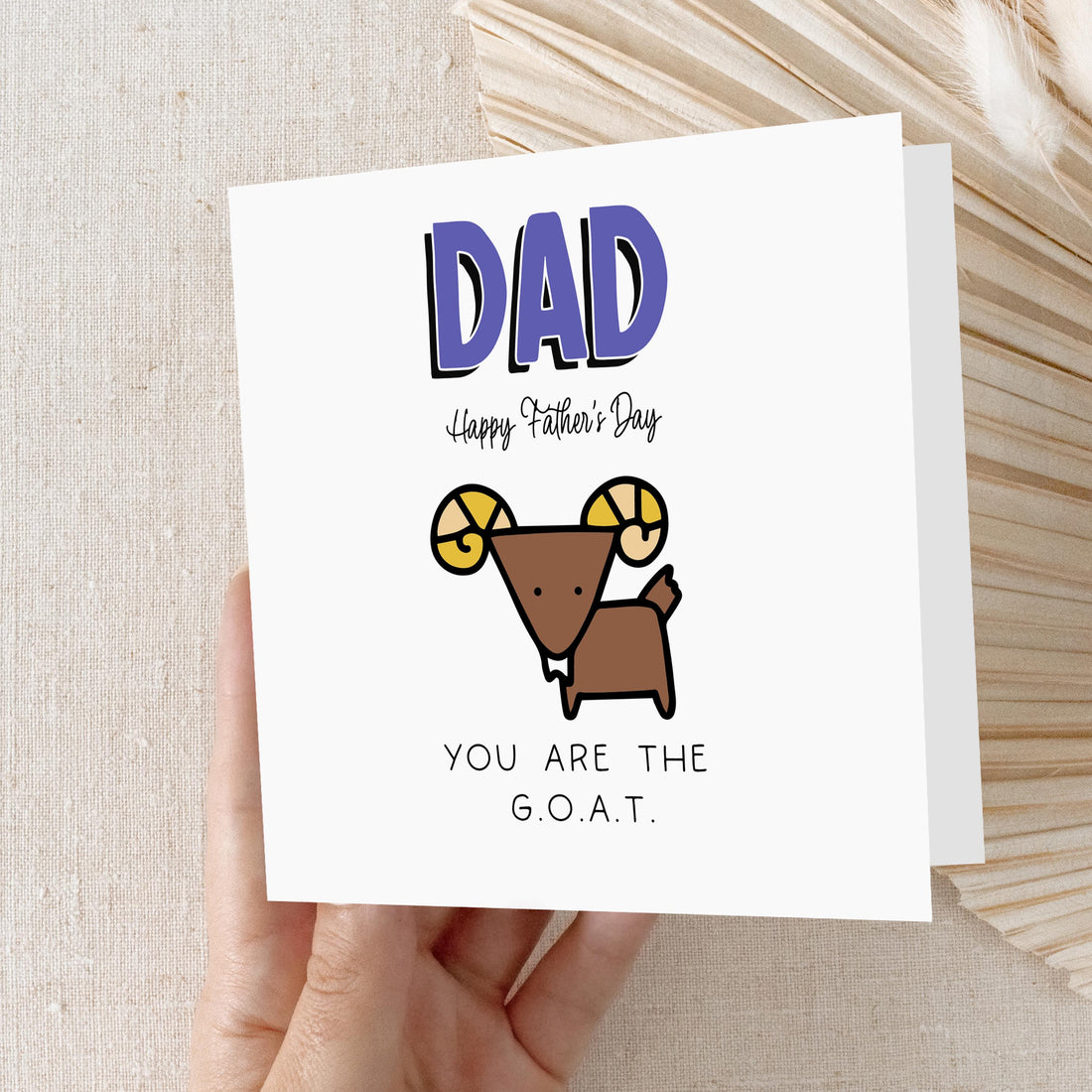 Fathers Day Card- Fathers Day Gift - You Are The Goat-Card From Kids- Dad Fathers Day Card-Greatest of all time fathers day -Handmade Card