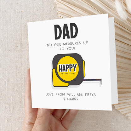 Fathers Day Card- Fathers Day Gift - No One Measures Up To You Card Dad -Card From Kids- Dad Fathers Day Card- fathers day -Handmade Card