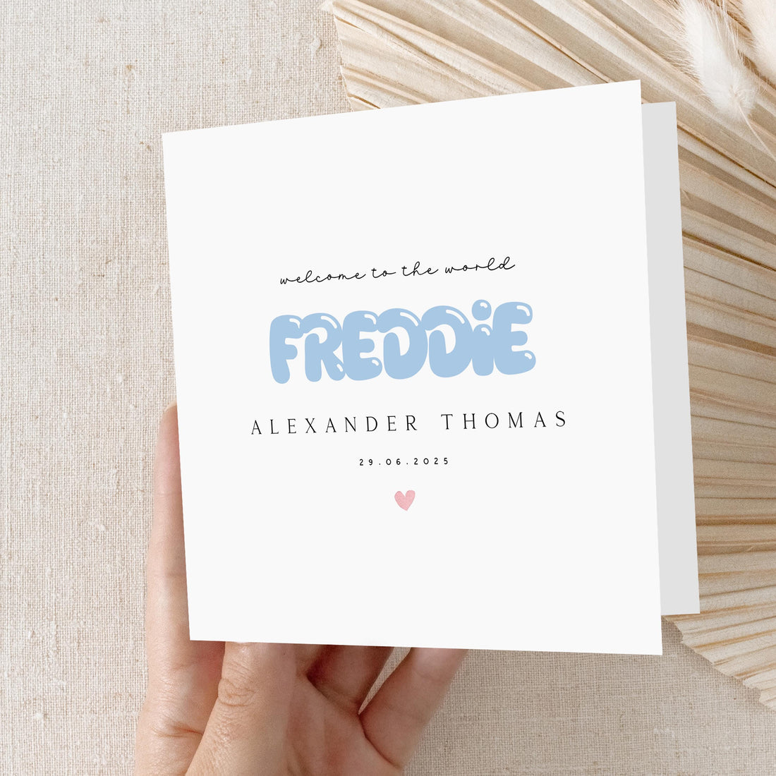 New Baby Boy Card Personalised, Welcome To The World Card, Blue, Handmade Card, New Born Card, Congratulations New Parents-New Born Keepsake