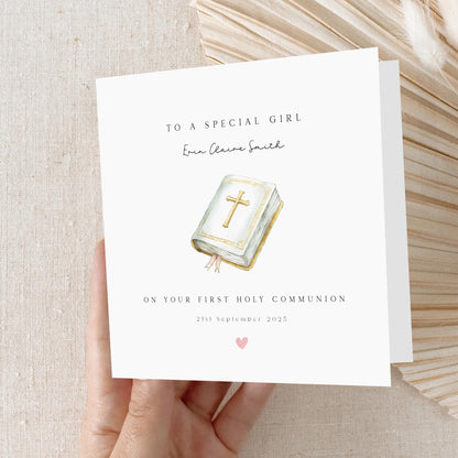 Personalised First Holy Communion Card, Girl&