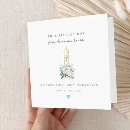Personalised First Holy Communion Card, Boy&