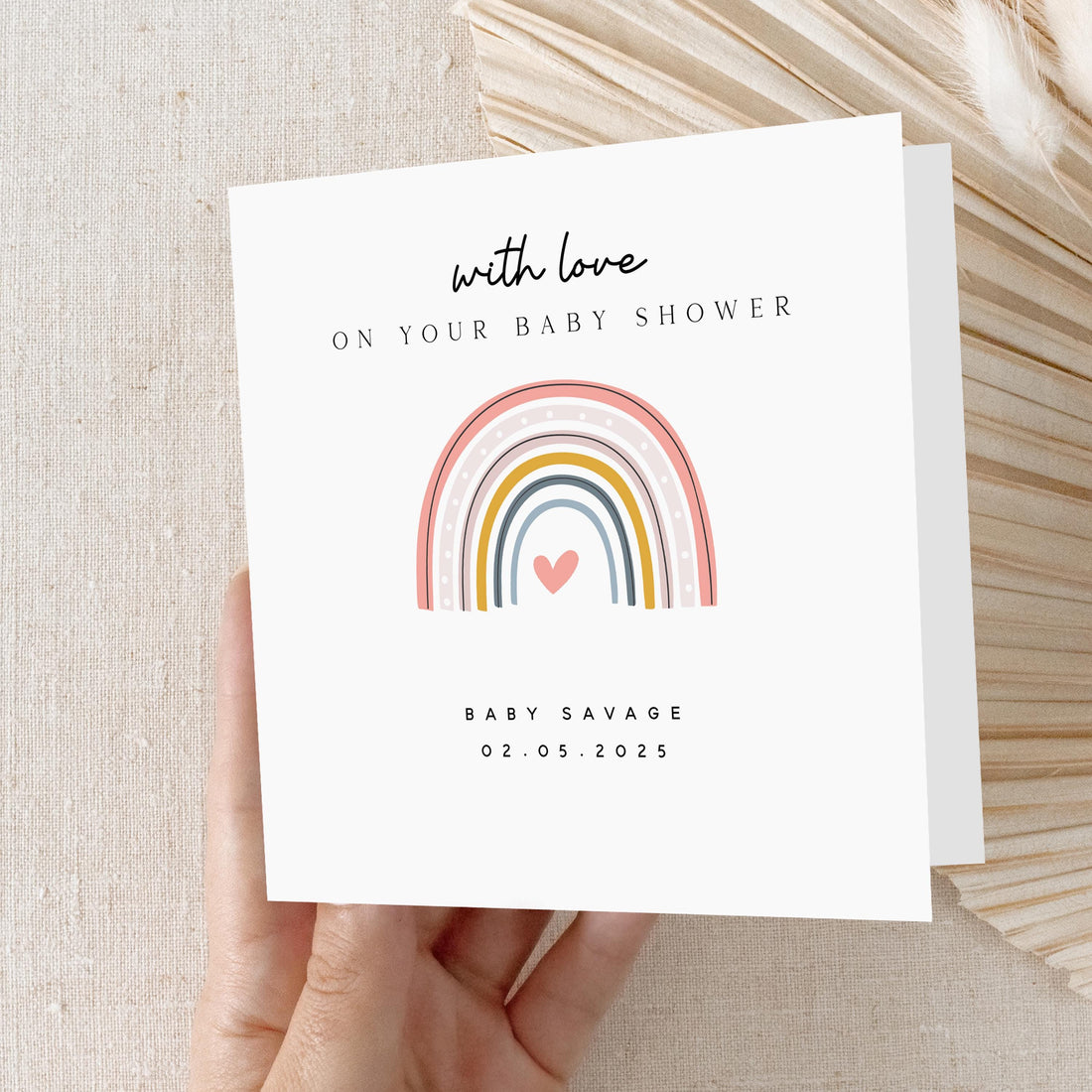 Baby Shower Card Personalised- Handmade Card, Pregnancy Card For Friend, Baby Shower Gift, New Mum Card, Pregnancy Gift, Rainbow Card