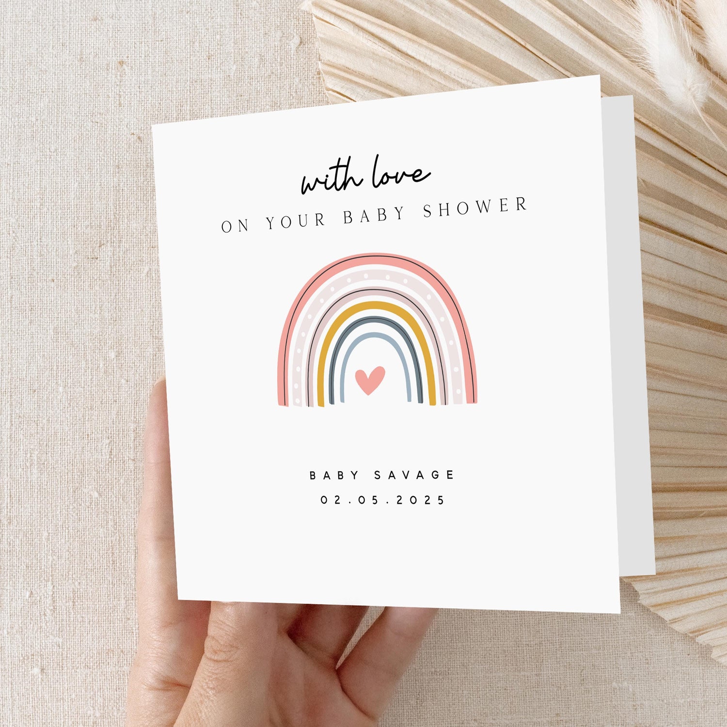 Baby Shower Card Personalised- Handmade Card, Pregnancy Card For Friend, Baby Shower Gift, New Mum Card, Pregnancy Gift, Rainbow Card