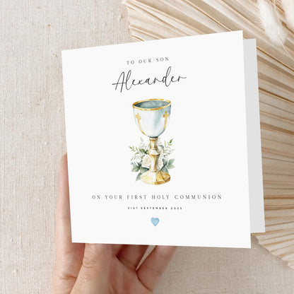 Personalised First Holy Communion Card, Boy&