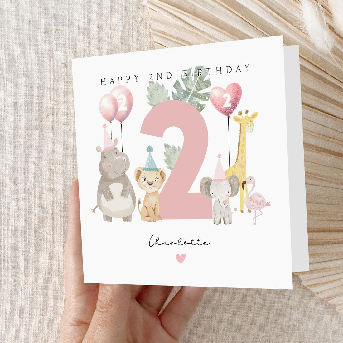 Personalised Birthday Card, Safari Animals, Children&