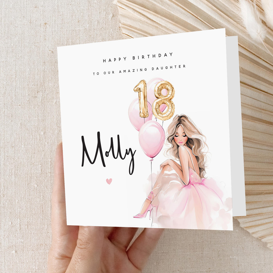 18th Birthday Card, Personalised Special Milestone Birthday, Eighteenth,Daughter,Granddaughter, Sister, Niece Birthday, Gold Age Balloon