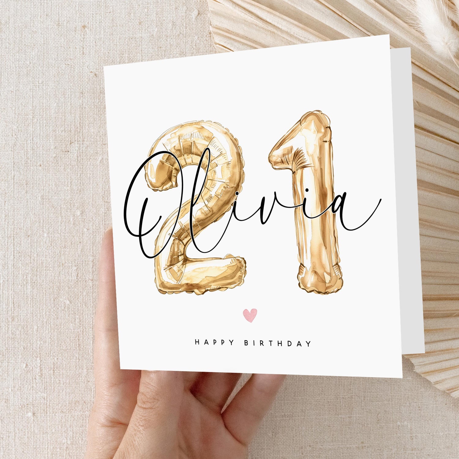 Personalised 21st Birthday Card,Special Milestone Card, Birthday Card For Daughter, Friend, Niece, Granddaughter, Gold Foil 21, Twenty First