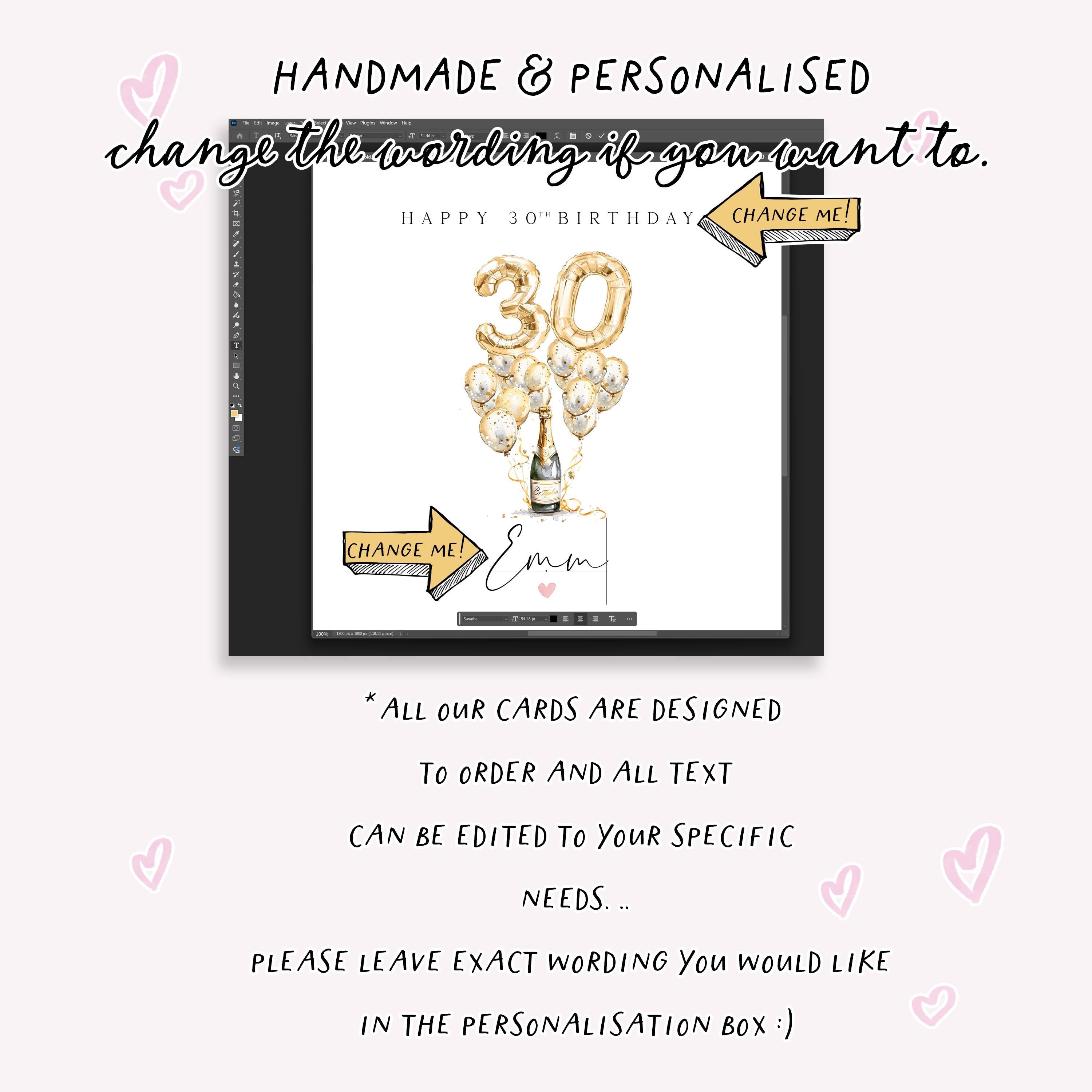 Personalised 21st Birthday Card, Special Milestone Card, Birthday Card For Daughter, Friend, Niece, Pink Heart Balloon 21, Twenty First