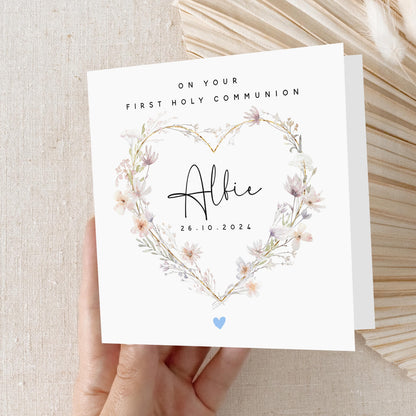Personalised First Holy Communion Card, Boy&