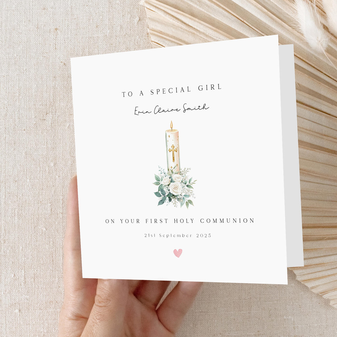 Personalised First Holy Communion Card, Girl&