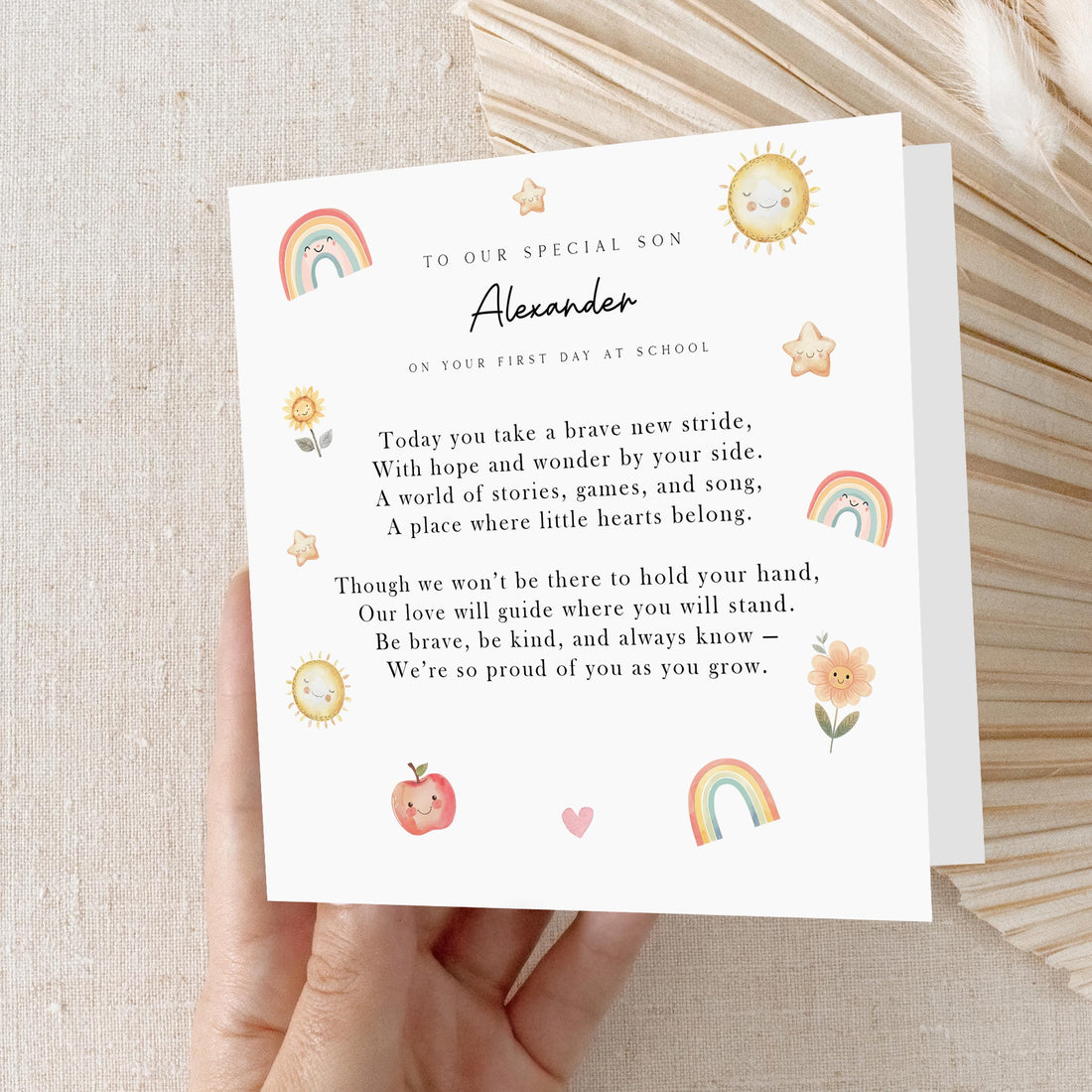 First Day Of School Card-Poem-Personalised School Card-Card For Son-1st Day Primary School Gift-Reception Starter-Good Luck New School