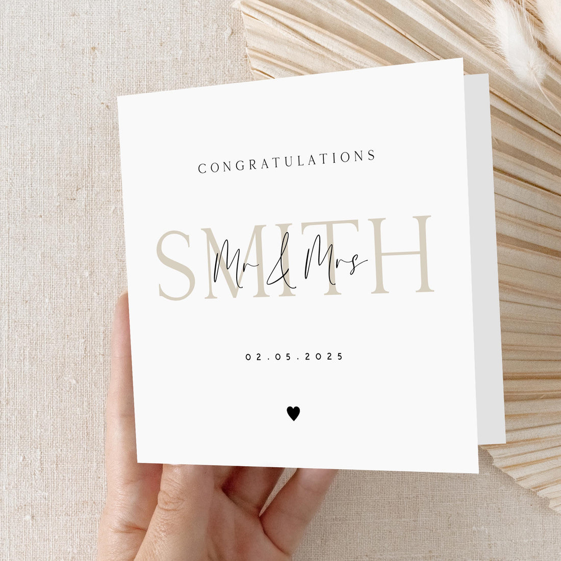 Personalised Wedding Card-Mr & Mrs Card-To The Newlyweds-Congratulations Card-Handmade Wedding Card-Minimal Card