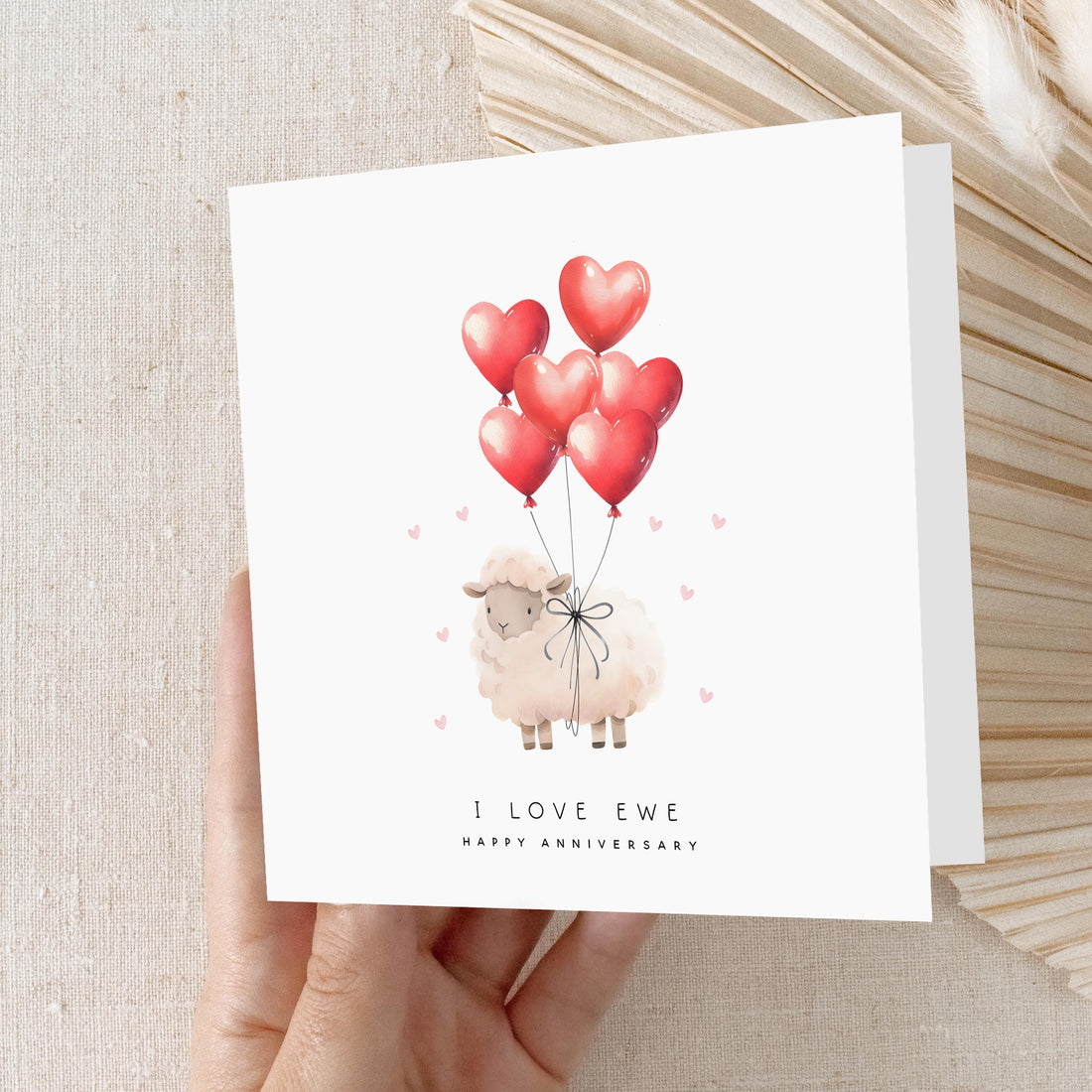 Anniversary Card -Wedding Anniversary Card -I Love Ewe Sheep - Card For Husband -Card For Wife, Cotton Anniversary Card,2nd Year Anniversary