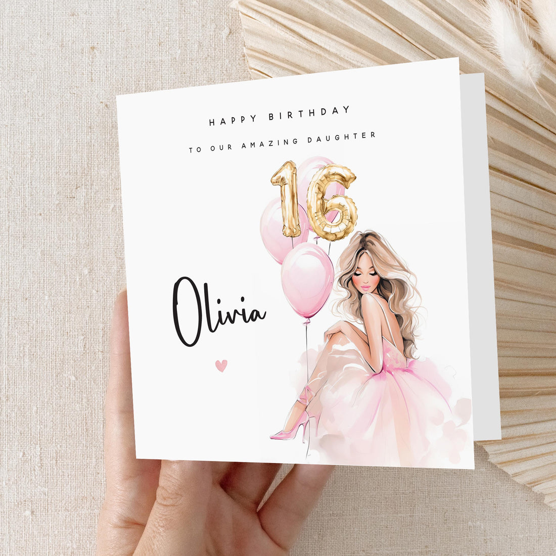 16th Birthday Card, Personalised Special Milestone Birthday, Sixteenth,Daughter,Granddaughter, Sister, Niece Birthday,For Her,Gold Balloons