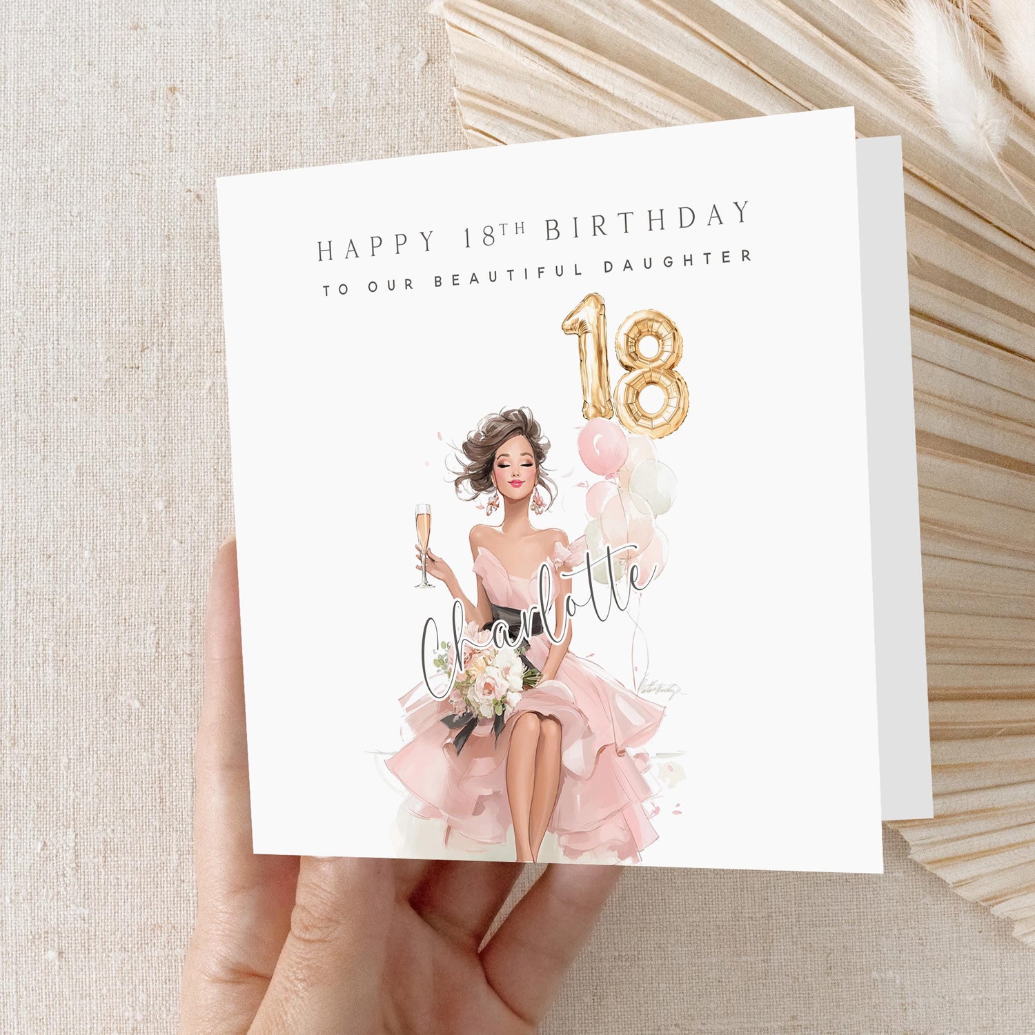Personalised 18th Birthday Card, Special Milestone Birthday, Eighteenth,Daughter, Granddaughter, Sister, Niece Birthday Card, Girl 18