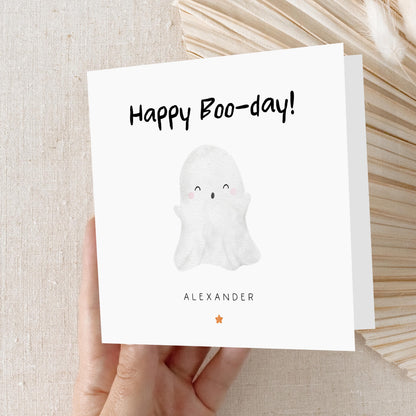 Halloween Birthday Card,Ghost Boo-day Card,Personalised Card,Card For Son,Daughter, Grandson, Granddaughter,Niece,Nephew, October Birthday
