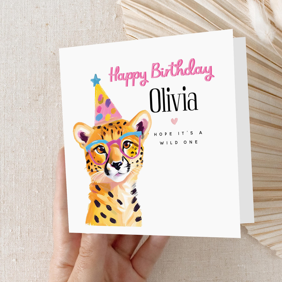 Personalised Birthday Card For Her, Custom Name Birthday Card, Birthday Card For Wife, Sister, Daughter, Auntie, Friend, Bestie, Leopard