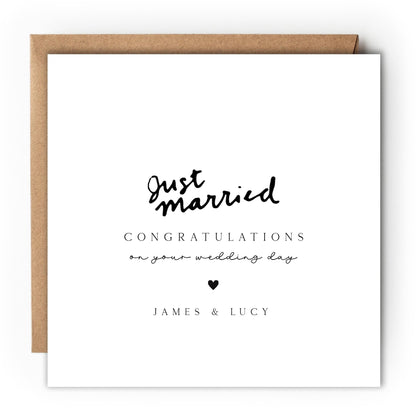Personalised Wedding Day Card, Just Married,Card For Newlywed Couple, Just Married, Wedding Gift, Congratulations On Your Wedding Day