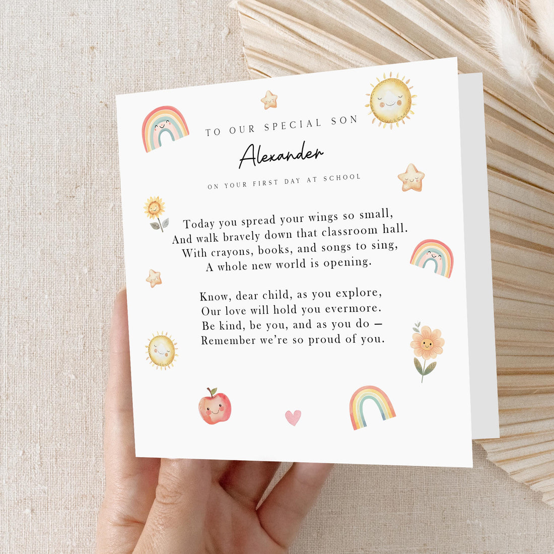 First Day Of School Nursery Card-Poem-Personalised Card-Card For Son Grandson-1st Day Primary School Gift-Back To School-Good Luck At School