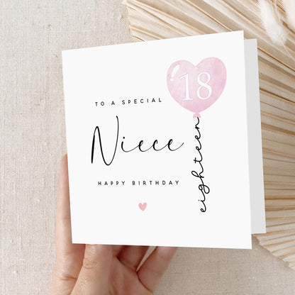 Personalised Niece Birthday Card, Special Milestone Birthday, Age Card, Card For Niece, Niece Birthday Card 13th,16th,18th,21st,30th,Balloon