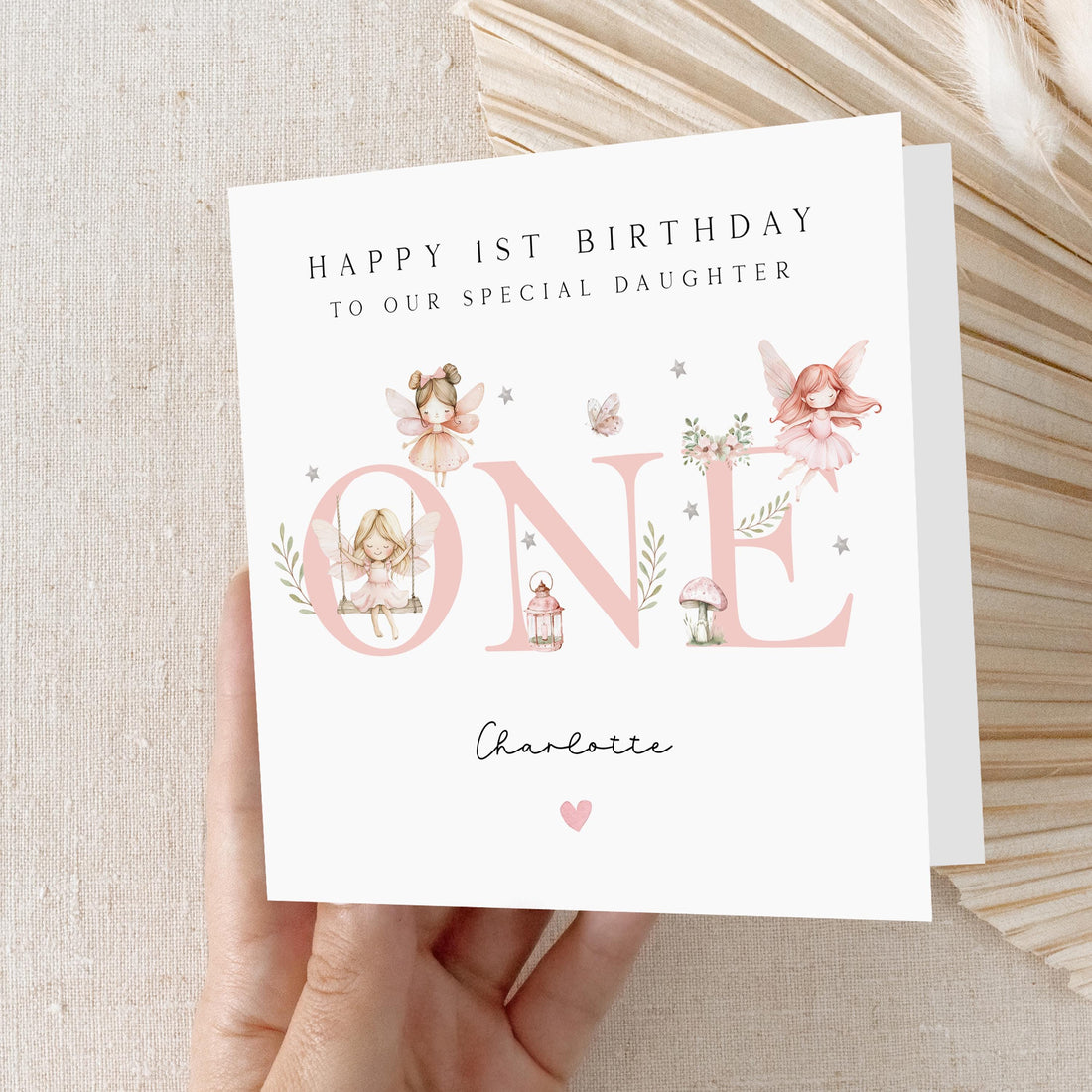 Personalised Fairy 1st Birthday Card, Baby 1st Birthday Card, Fairy First Birthday, Girl&