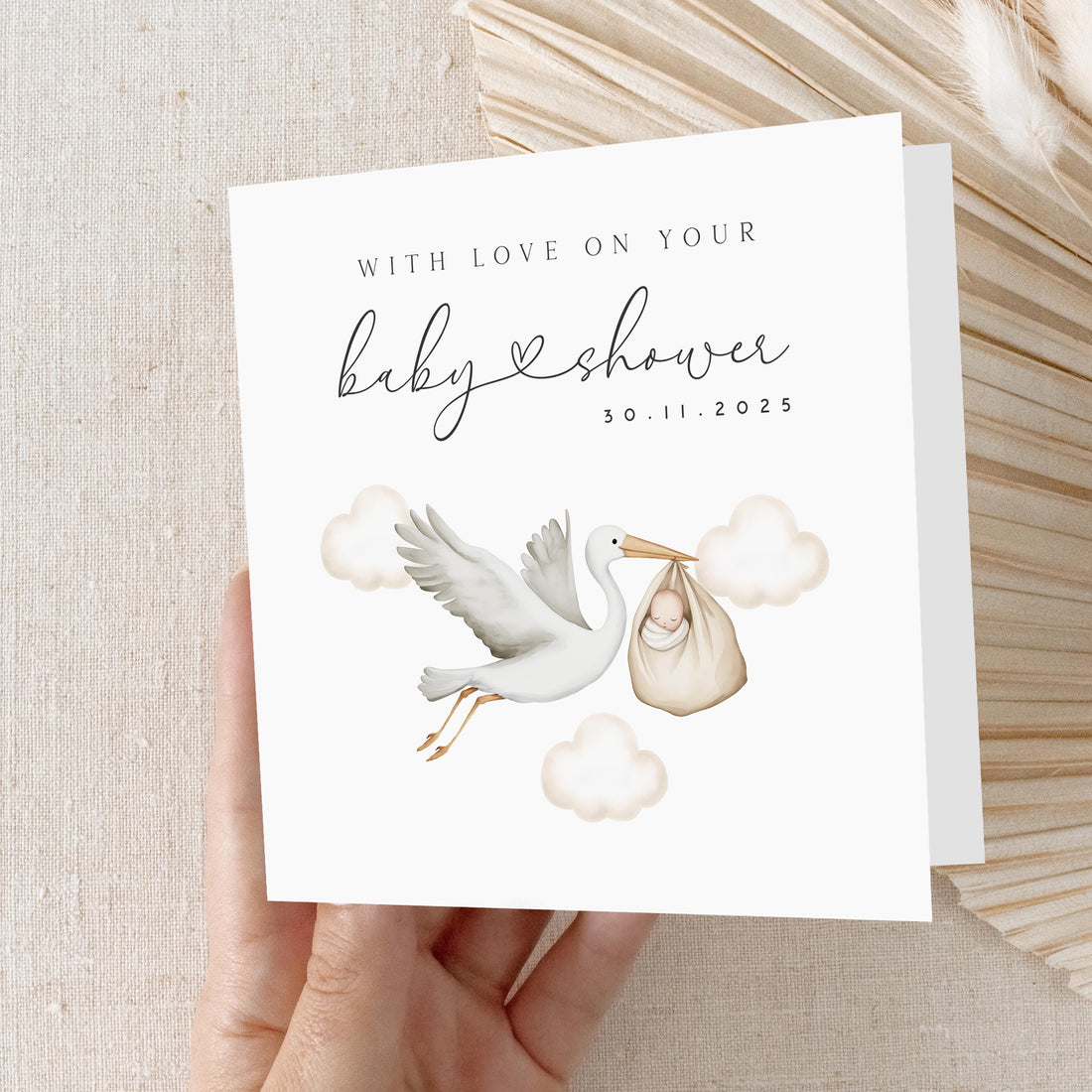 Personalised Baby shower Card, Baby Shower Gift, New Mum To Be, Gender Neutral Card, Baby Shower Card, Handmade Gift For Baby Shower, Stork