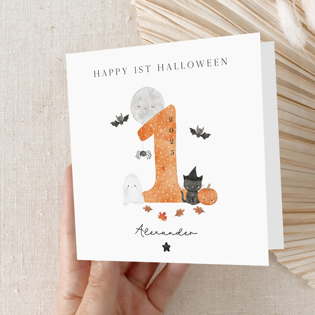1st Halloween Card, Personalised Card,Baby 1st Halloween,First Halloween Card For Son,Daughter, Grandson, Granddaughter,Niece,Nephew-Pumpkin