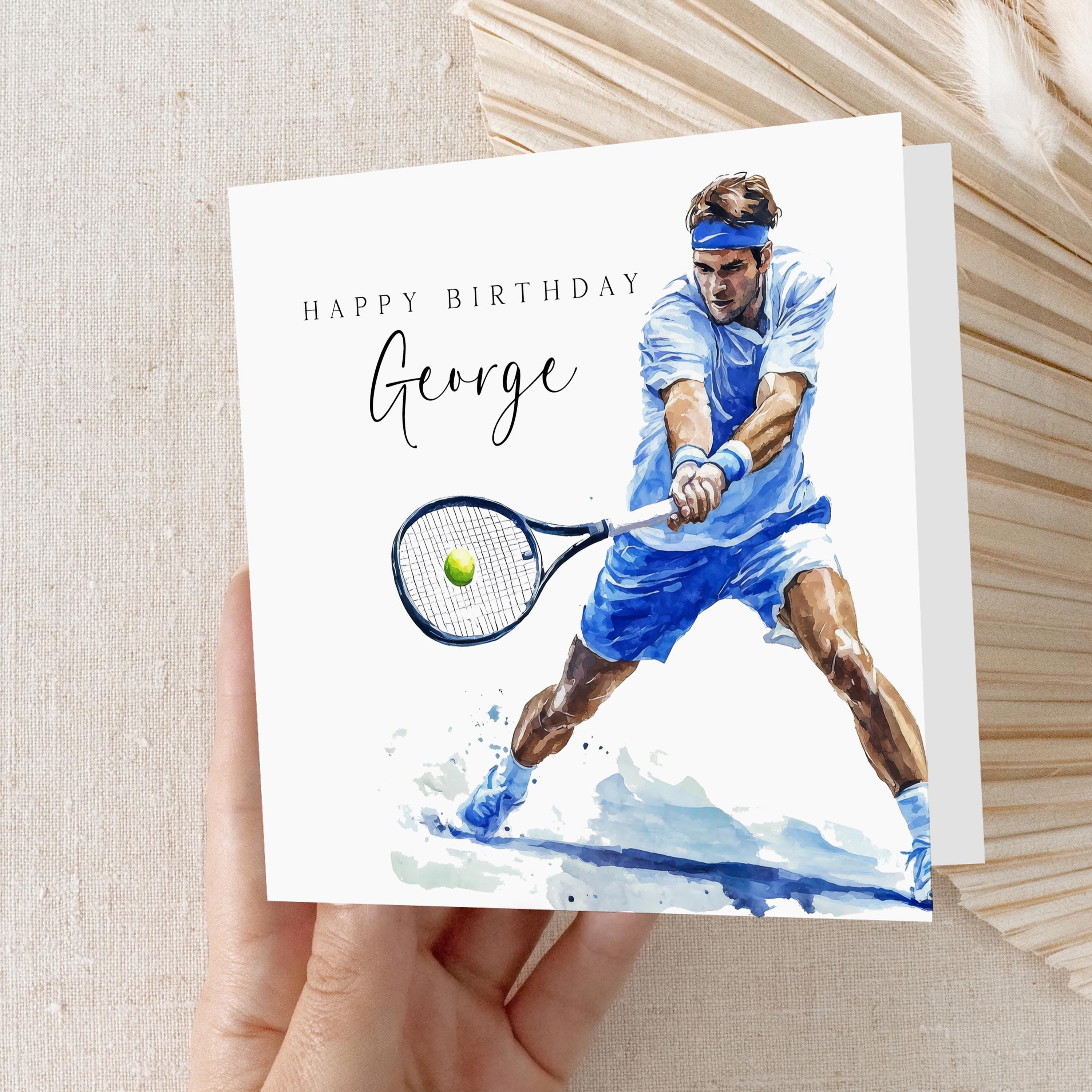 Personalised Birthday Card, Tennis Card Men, Son, Birthday Card For Husband, Dad, Uncle, Friend ,Birthday Gift, Tennis Card- Handmade Style1