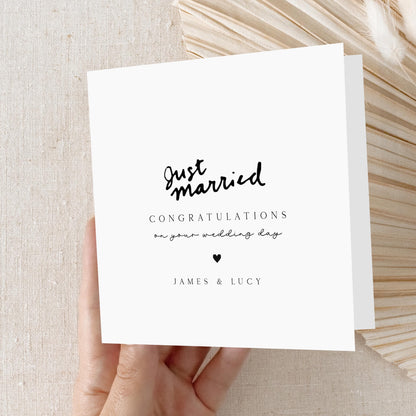 Personalised Wedding Day Card, Just Married,Card For Newlywed Couple, Just Married, Wedding Gift, Congratulations On Your Wedding Day