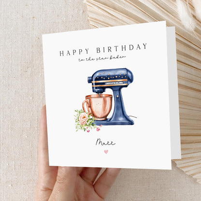 Personalised Birthday Baking Card, To A Star Baker,Birthday Card For Friend, Dad, Brother, Uncle,Bestie, Baker Card, Cooking Birthday Card