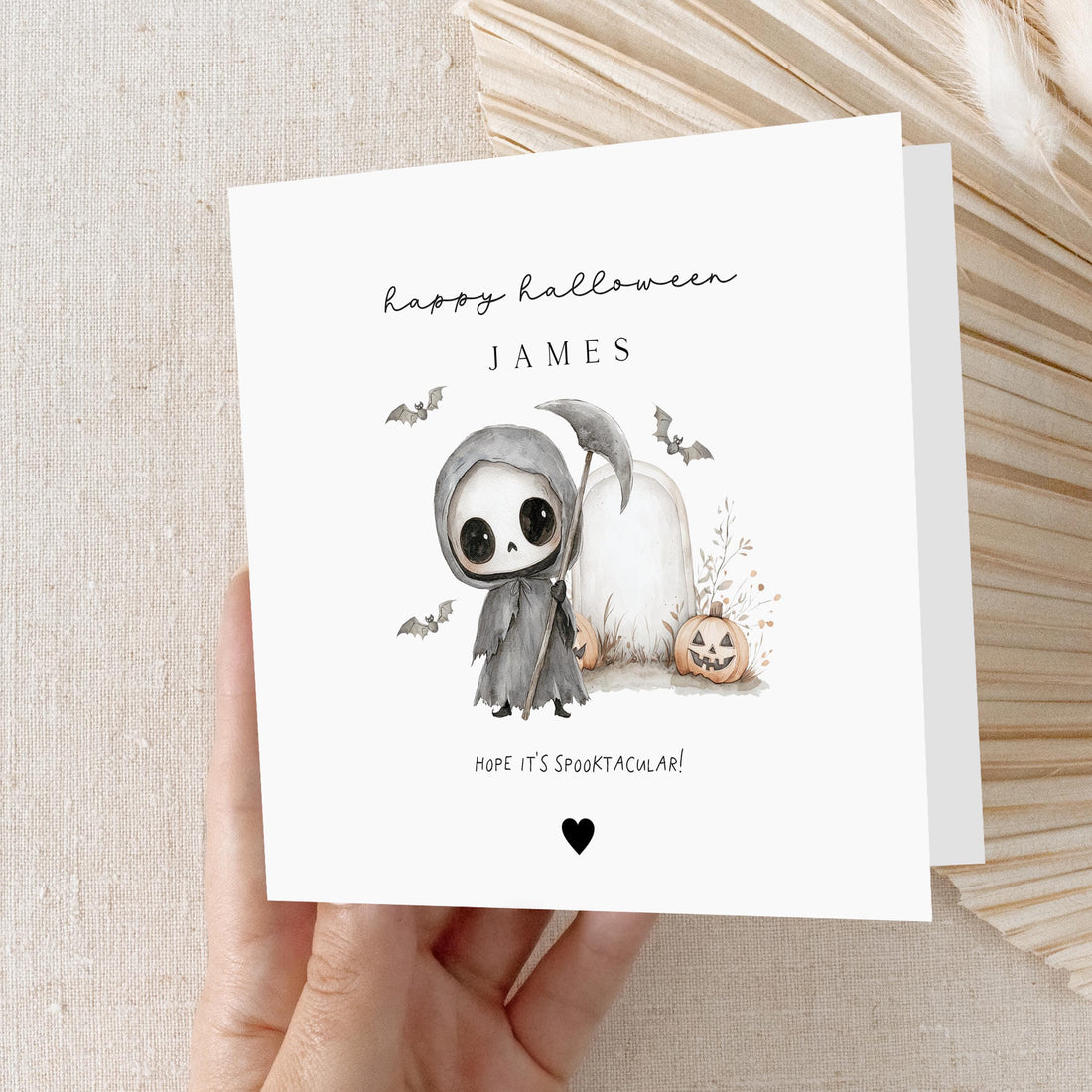 Happy Halloween Card,Personalised Card,Halloween Card For Son,Daughter,Grandson, Granddaughter,Niece,Nephew, Halloween Grim Reaper, Handmade