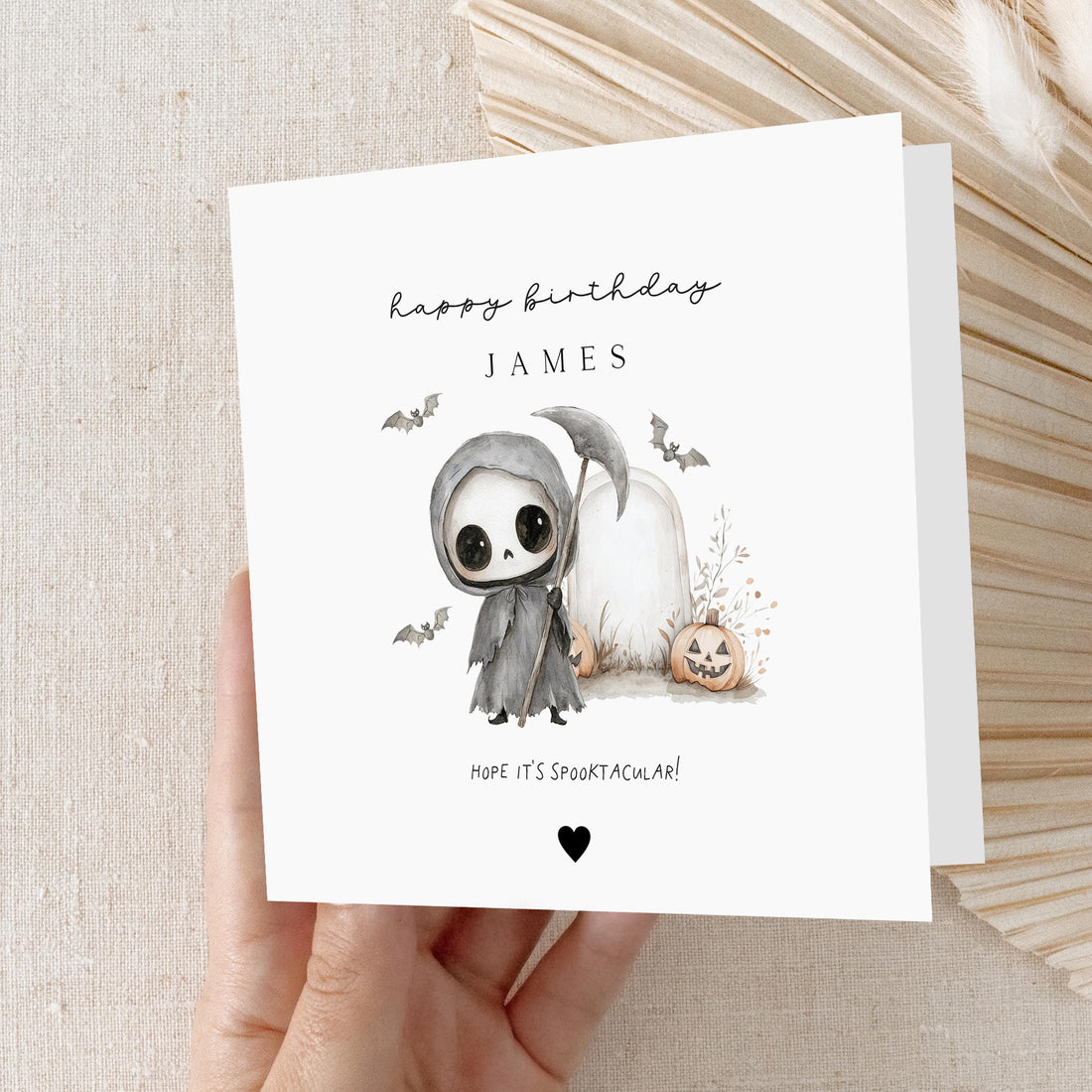 Halloween Birthday Card, Personalised Card, Birthday Card For Son, Daughter, Grandson, Granddaughter, Niece, Nephew, Grim Reaper, Handmade