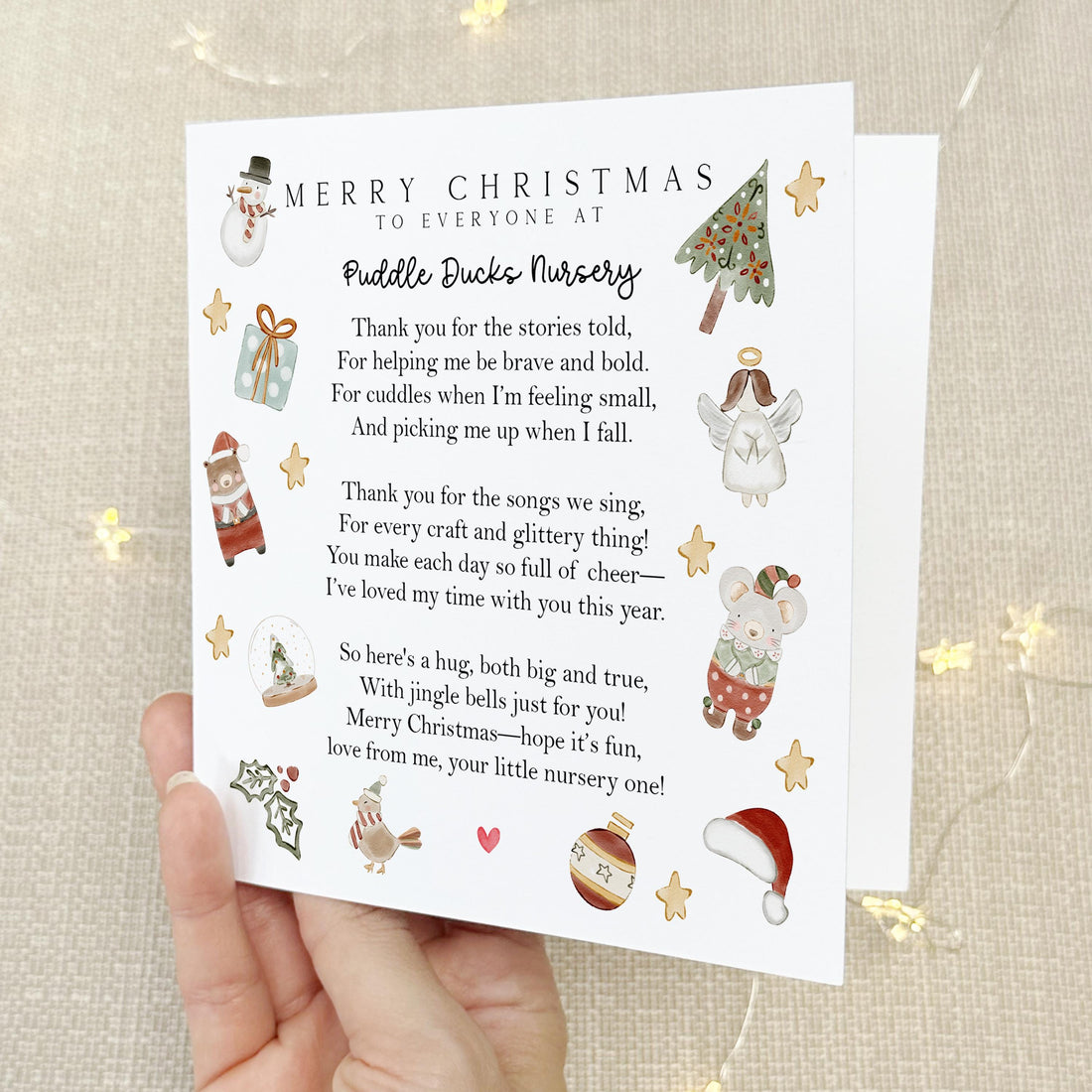Nursery Christmas Card-Personalised School Christmas Card-Teacher Christmas Card-Nursery Christmas Gift-Teacher Christmas Gift-Xmas Poem