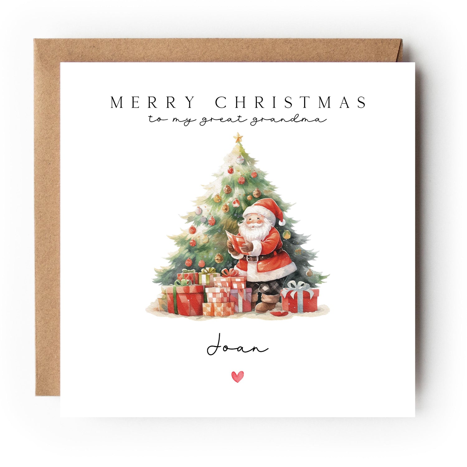 Great Grandma Christmas Card-Personalised Christmas Card- Christmas Card For Great Grandma Great Nanna Granny -Great Gran Gift-Classic Santa