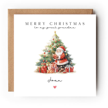 Great Grandma Christmas Card-Personalised Christmas Card- Christmas Card For Great Grandma Great Nanna Granny -Great Gran Gift-Classic Santa