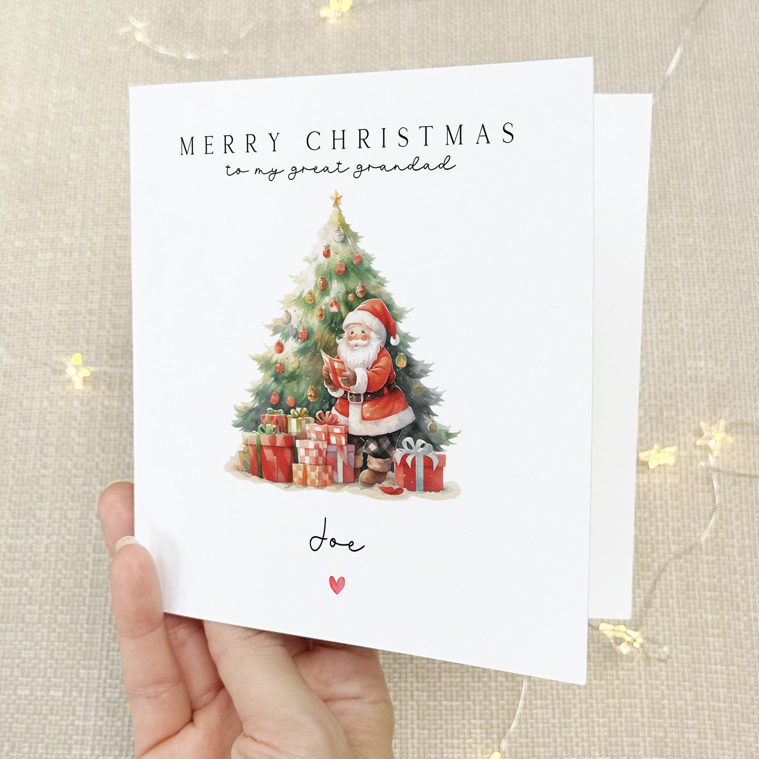 Great Grandad Christmas Card-Personalised Christmas Card-Christmas Card For Great Grandad-Great Grandad Christmas Gift- Classic Santa