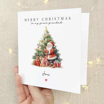 Great Grandad Christmas Card-Personalised Christmas Card-Christmas Card For Great Grandad-Great Grandad Christmas Gift- Classic Santa